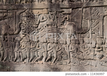 Bas-relief of Bayon Temple . Cambodia 11436997