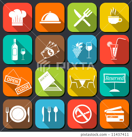 Restaurant Food Icons Flat Restaurant Food Icons Flat 11437411