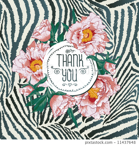 Vintage greeting card with blooming flowers. - Stock Illustration ...