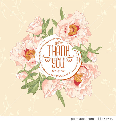 Vintage greeting card with blooming flowers 11437659