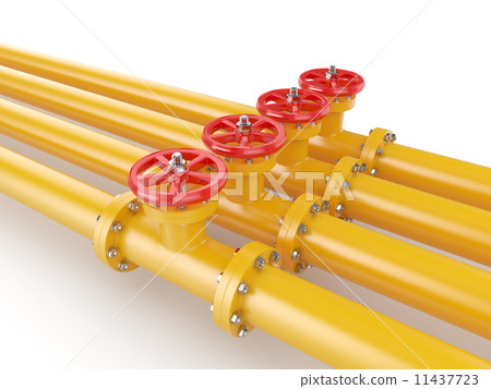 Orange oil pipes with red valve 11437723