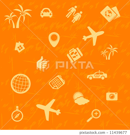 Vector travel background orange. Seamless pattern 11439677