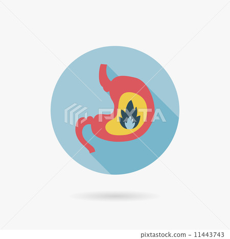 Stomach disorder Flat style Icon with long shadows 11443743