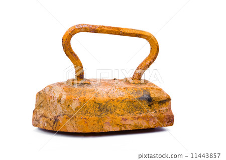 Old rusty pig-iron iron on white background. 11443857