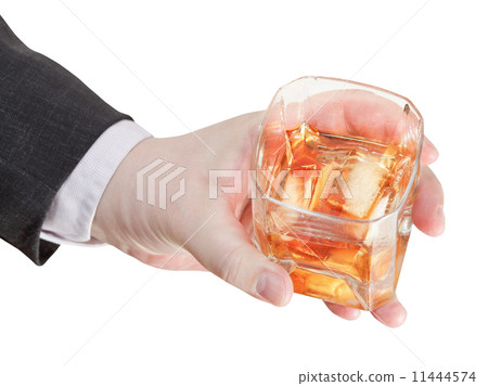 above view of whisky glass in businessman hand 11444574