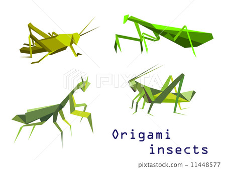 Green origami grasshoppers and mantis Green origami grasshoppers and mantis 11448577