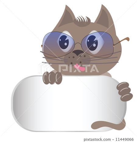 gray cat with glasses 11449066