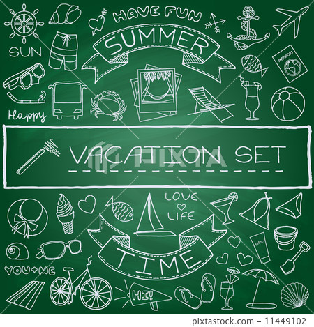 Hand drawn vacation icons set Hand drawn vacation icons set 11449102