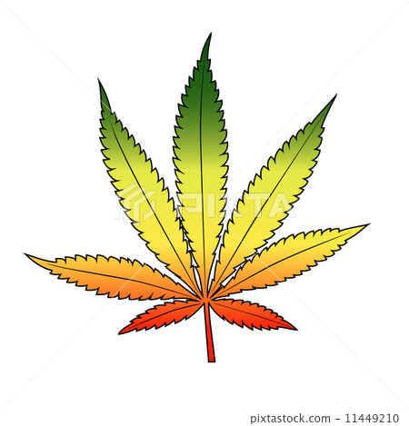 Cannabis leaf with rastafarian flag colors, horizontal. Cannabis leaf with rastafarian flag colors, horizontal. 11449210
