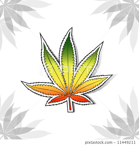 Cannabis leaf with rastafarian flag colors, horizontal. Cannabis leaf with rastafarian flag colors, horizontal. 11449211
