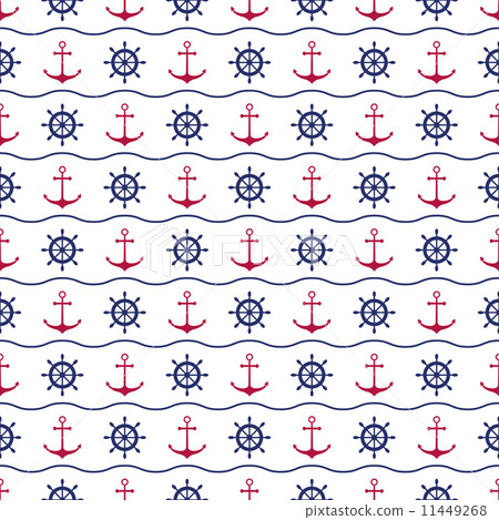 Seamless nautical background with anchors and ship wheels. Seamless nautical background with anchors and ship wheels. 11449268