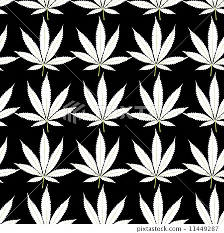 Seamless marijuana white leaves on black background pattern. Seamless marijuana white leaves on black background pattern. 11449287