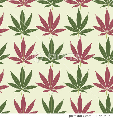 Seamless marijuana red and green leaves pattern. Seamless marijuana red and green leaves pattern. 11449306