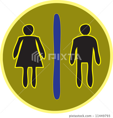 Woman and Man Figure on Toilet Guided Colorful Circle Sign Vecto 11449793
