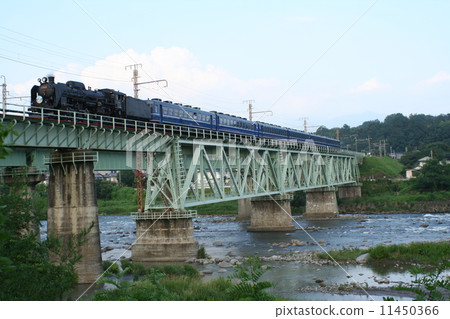 Steam locomotive across the iron bridge c 6120 11450366