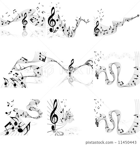 Musical notes staff set 11450443