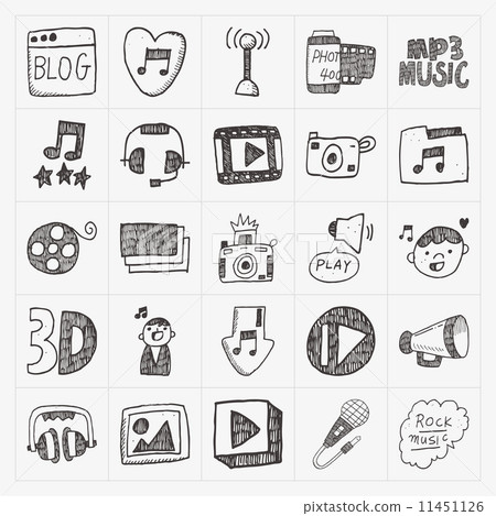 doodle media icons set doodle media icons set 11451126