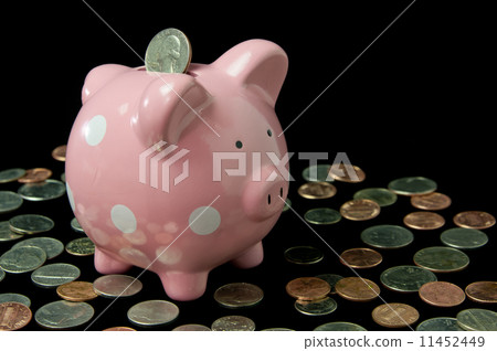 Pink Polka Dot Piggy Bank with Cash Pink Polka Dot Piggy Bank with Cash 11452449