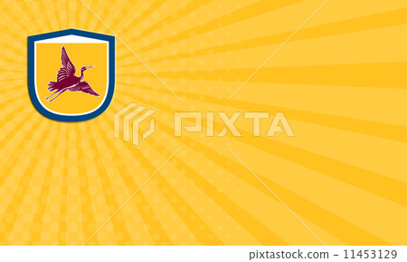 Business card Heron Crane Flying Side View Shield Retro Business card Heron Crane Flying Side View Shield Retro 11453129