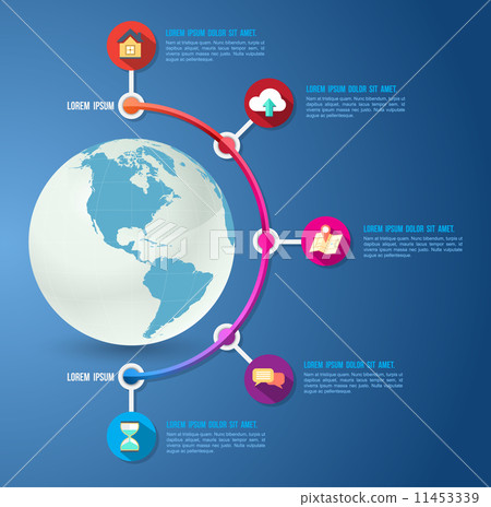 Earth with options icons for business concept Earth with options icons for business concept 11453339