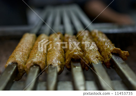 Close-up delicious seekh kabab being barbecued 11453735