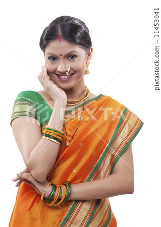 Portrait of a Maharashtrian woman smiling Portrait of a Maharashtrian woman smiling 11453941