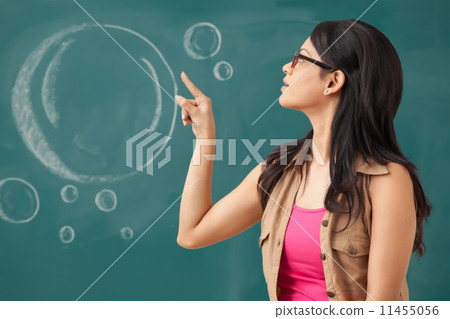 Female college student pointing at blackboard 11455056