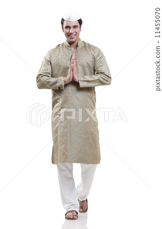 Portrait of a maharashtrian man greeting 11455070
