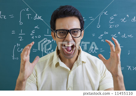 Portrait of a college student screaming 11455110