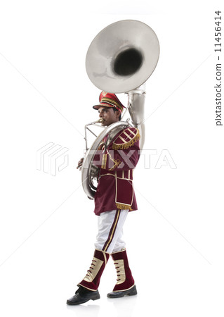 Bandmaster playing a sousaphone 11456414