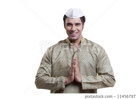 Portrait of a maharashtrian man greeting Portrait of a maharashtrian man greeting 11456787