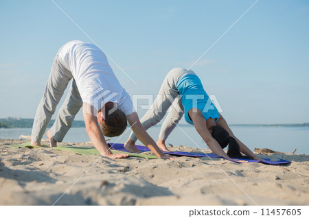 Man woman doing exercise Man woman doing exercise 11457605