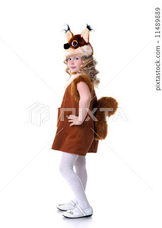 Nice girl dressed as squirrel posing at camera Nice girl dressed as squirrel posing at camera 11489889