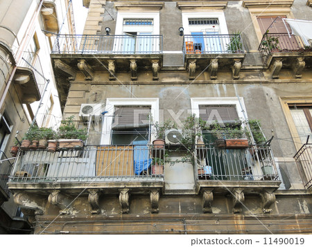 facade of house in center of Catania, Italy 11490019