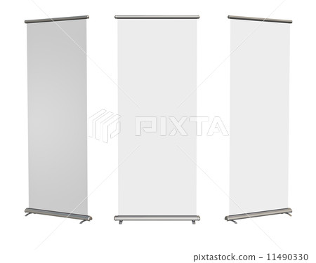 Blank roll-up banner display, clipping path included Blank roll-up banner display, clipping path included 11490330