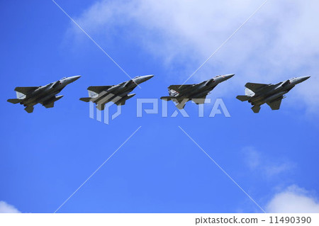 Stock Photo: fighter plane, f15, skill