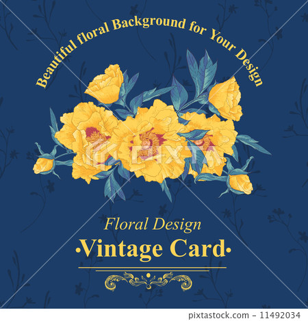 Vintage greeting card with blooming flowers - Stock Illustration ...