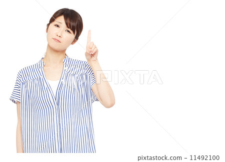 指向一張混亂的面孔的婦女 11492100