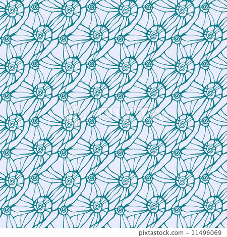 Seamless pattern with abstract ornamental seashells 11496069