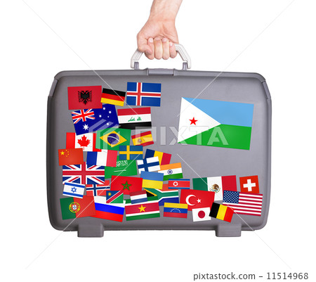 Used plastic suitcase with stickers Used plastic suitcase with stickers 11514968