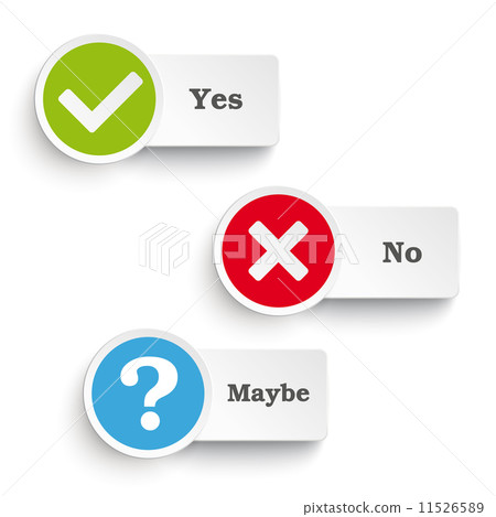 圖庫插圖: yes no maybe round icons piad