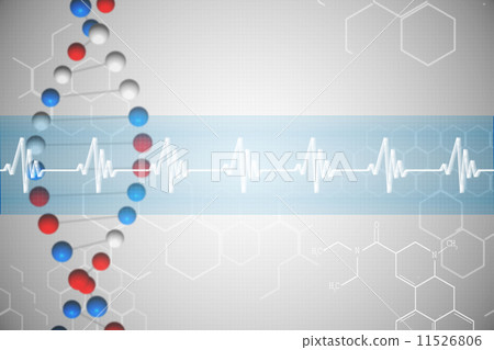 DNA helix in blue and red with ECG line 11526806