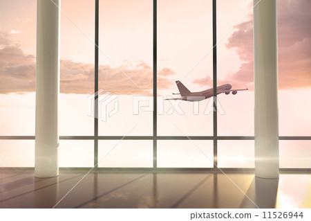 Airplane flying window at sunrise Airplane flying window at sunrise 11526944