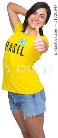 Pretty football fan in brasil tshirt Pretty football fan in brasil tshirt 11526947
