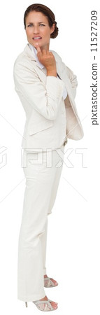 Thinking businesswoman with hand on chin 11527209