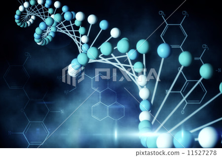 Blue DNA strand with chemical structures 11527278