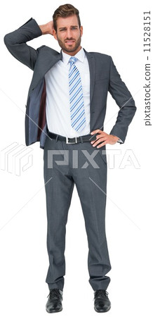 Thinking businessman with hand on head 11528151