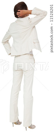 Thinking businesswoman with hand on head 11528201