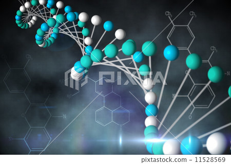 Blue DNA strand with chemical structures Blue DNA strand with chemical structures 11528569