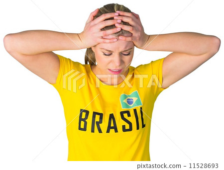Disappointed football fan in brasil tshirt Disappointed football fan in brasil tshirt 11528693